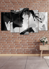 5 Parça Siyah Beyaz Sevgili Duvar Dekoru Salon Oturma Yatak Odası Ofis Antre için Tablo Seti