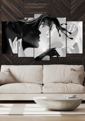 5 Parça Siyah Beyaz Sevgili Duvar Dekoru Salon Oturma Yatak Odası Ofis Antre için Tablo Seti