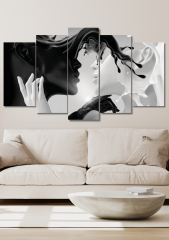 5 Parça Siyah Beyaz Sevgili Duvar Dekoru Salon Oturma Yatak Odası Ofis Antre için Tablo Seti
