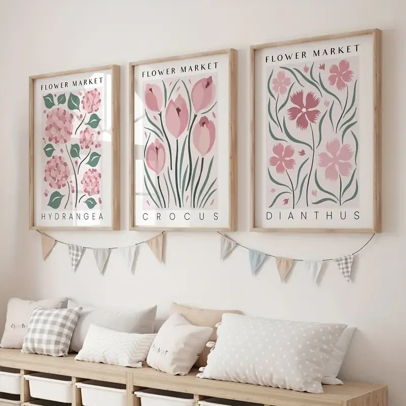 Doğal Ahşap Çerçeveli UV Baskı Flower Market Duvar Tablosu – Modern & Şık Mdf Duvar Dekoru