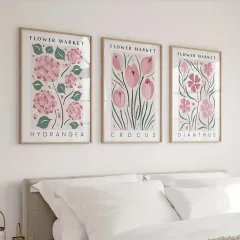 Doğal Ahşap Çerçeveli UV Baskı Flower Market Duvar Tablosu – Modern & Şık Mdf Duvar Dekoru