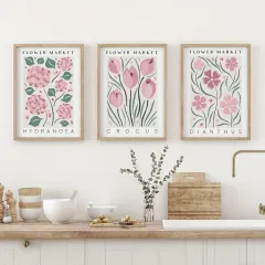 Doğal Ahşap Çerçeveli UV Baskı Flower Market Duvar Tablosu – Modern & Şık Mdf Duvar Dekoru