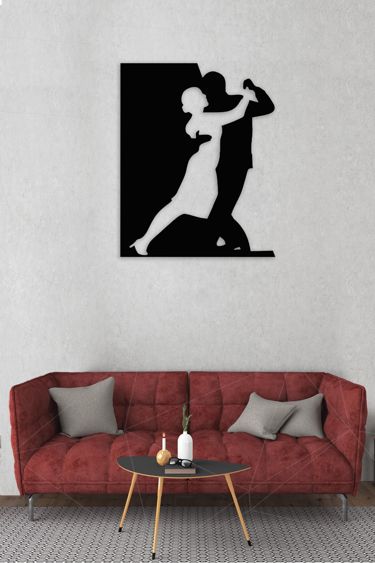 Siyah Ahşap Dans Eden Çift Duvar Dekoru Salon Oturma Yatak Odası Ofis için 40x50cm Mdf Tablo