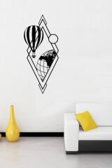 Siyah Ahşap Balon ve Dünya Duvar Dekoru Salon Oturma Yatak Çocuk Odası Ofis için 65x35cm Mdf Tablo