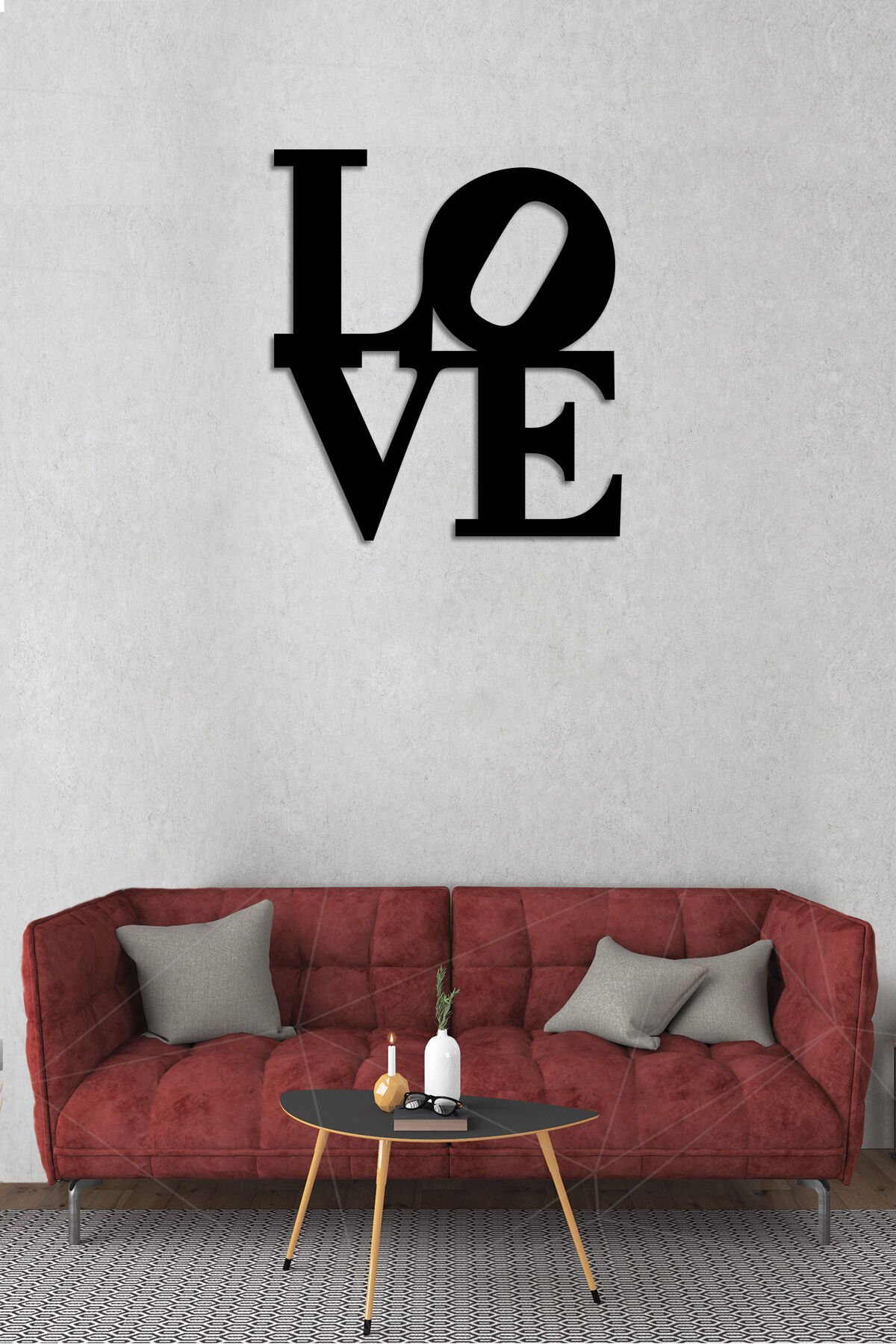 Siyah Ahşap Love Duvar Dekoru Salon Oturma Yatak Odası Ofis için 40x45cm Mdf Tablo