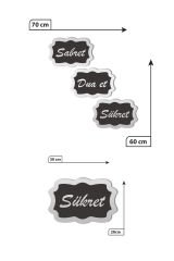 Siyah Ahşap Gümüş Pleksi Sabret Şükret Dua Et Duvar Dekoru Salon Oturma Yatak Odası için 30x20 Tablo