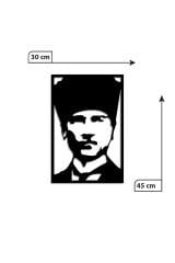 Siyah Ahşap Atatürk Duvar Dekoru Salon Oturma Yatak Odası Ofis için 30x45cm Mdf Tablo