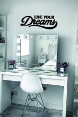 Siyah Ahşap Live Your Dreams Duvar Dekoru Salon Oturma Yatak Odası Ofis için 50x20 Mdf Tablo
