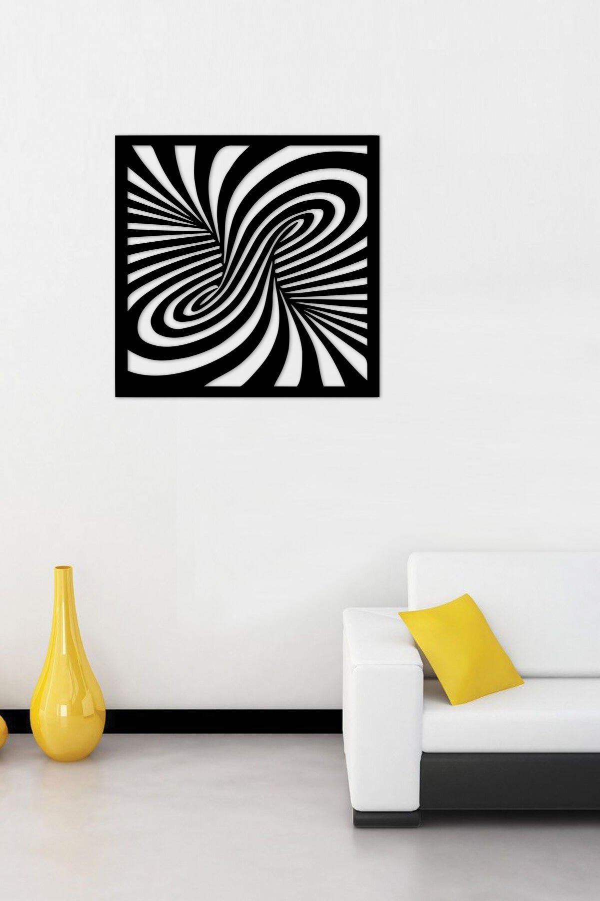 Siyah Ahşap İllüzyon Duvar Dekoru Salon Oturma Yatak Çocuk Odası Ofis Mutfak için 50x50cm Mdf Tablo