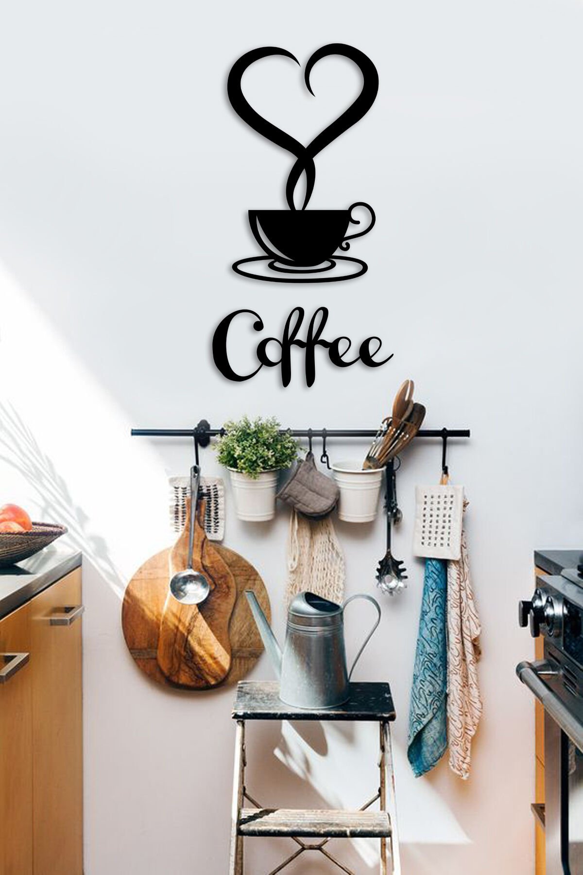 Siyah Ahşap Coffee Duvar Dekoru Tablo