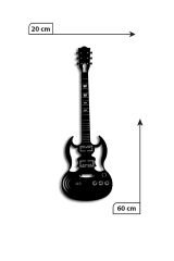 Siyah Ahşap Gitar Duvar Dekoru Tablo