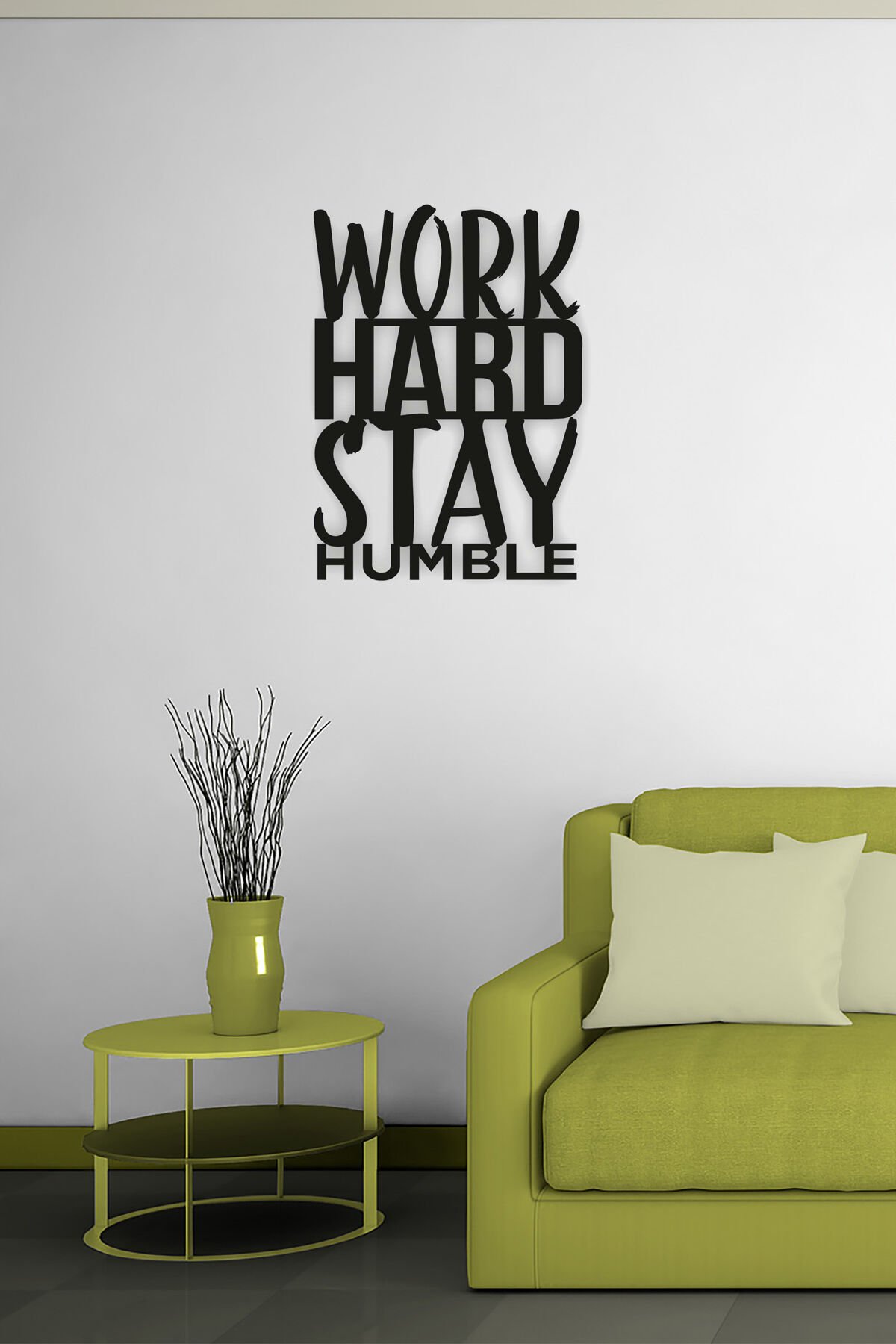 Siyah Ahşap Work Hard Stay Humble Duvar Dekoru Tablo