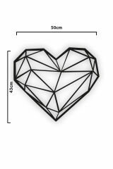 Siyah Ahşap Geometrik Kalp Duvar Dekoru Tablo