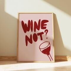 Doğal Ahşap Çerçeveli UV Baskı Wine Not Yazılı Tablo Seti – Modern & Şık Mutfak Duvar Dekoru