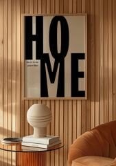 Doğal Ahşap Çerçeveli UV Baskı Home Yazılı Duvar Tablosu – Modern & Şık Duvar Dekoru