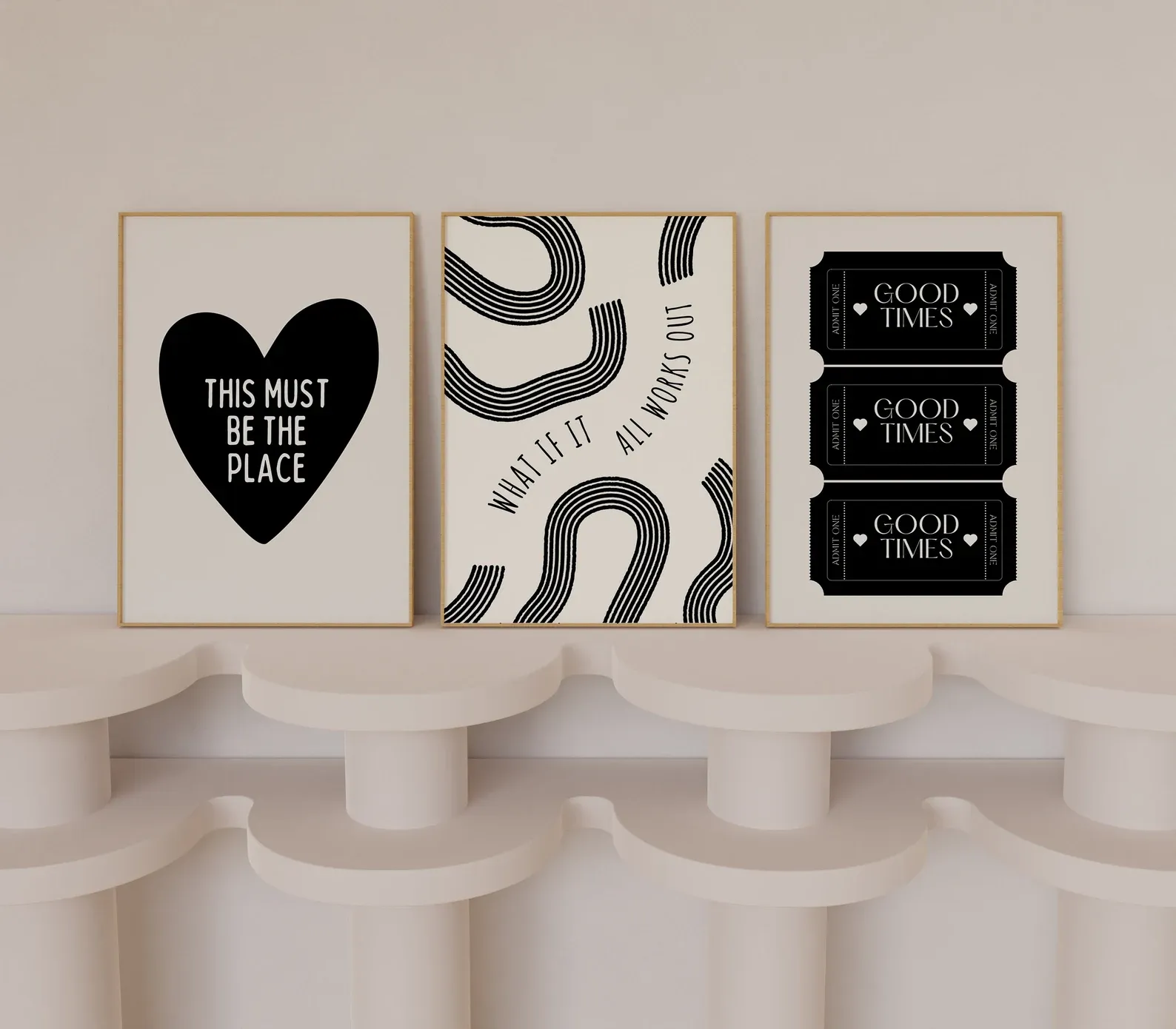 Doğal Ahşap Çerçeveli UV Baskı Good Times Yazılı Duvar Tablosu – Modern & Şık Duvar Dekoru