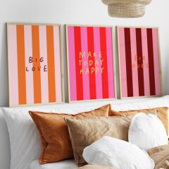 Doğal Ahşap Çerçeveli UV Baskı Make Today Happy Duvar Tablosu – Modern & Şık Duvar Dekoru