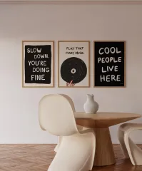 Doğal Ahşap Çerçeveli UV Baskı Funky Music Duvar Tablosu – Modern & Şık Duvar Dekoru