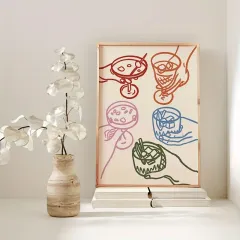 Doğal Ahşap Çerçeveli UV Baskı Cocktails Duvar Tablosu Modern & Şık Mutfak Kahve Köşesi Duvar Dekoru
