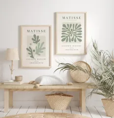 Doğal Ahşap Çerçeveli UV Baskı 2'li Matisse Duvar Tablosu – Modern & Şık Duvar Dekoru