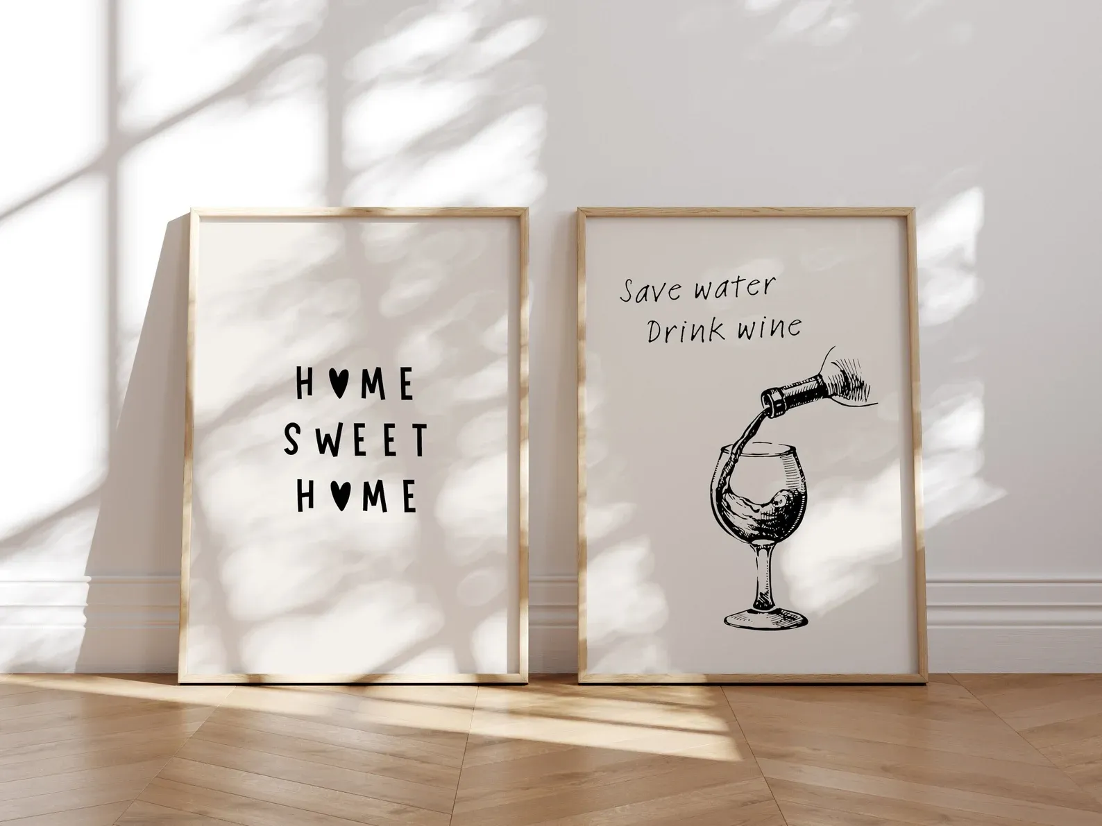 Doğal Ahşap Çerçeveli UV Baskı Home Sweet Home Duvar Tablosu Modern Şık Mutfak Kahve Köşesi Dekoru