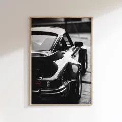 Doğal Ahşap Çerçeveli UV Baskı Porche Duvar Tablosu – Modern & Şık Duvar Dekoru