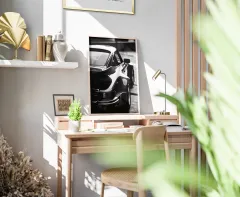 Doğal Ahşap Çerçeveli UV Baskı Porche Duvar Tablosu – Modern & Şık Duvar Dekoru