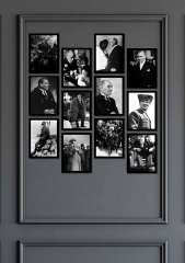 Atatürk Resimleri 12’li Tablo Seti – UV Baskılı MDF Çerçeve Görünümlü Şık Duvar Dekorasyonu