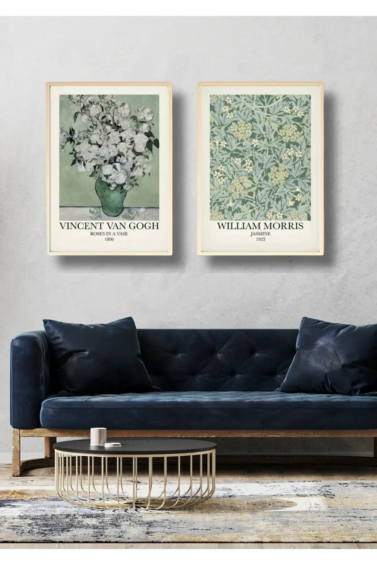 Doğal Ahşap Çerçeveli 2li Tablo Seti Salon Oturma Yatak Odası Ofis Antre için Duvar Dekoru