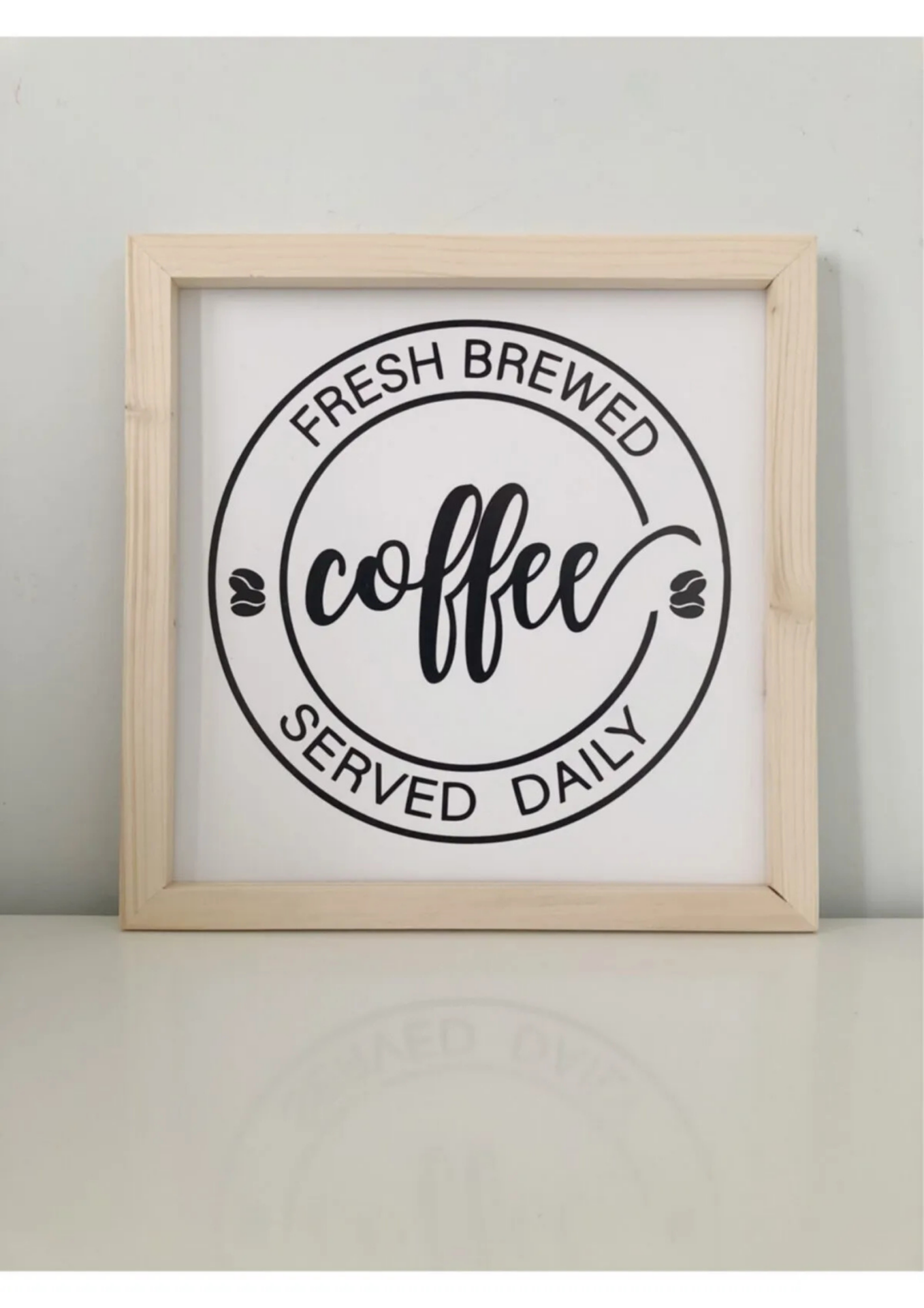 Doğal Ahşap Kenarlı Kahve Köşesi Coffee Duvar Dekoru Salon Oturma Yatak Odası Mutfak için Tablo Seti