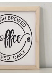 Doğal Ahşap Kenarlı Kahve Köşesi Coffee Duvar Dekoru Salon Oturma Yatak Odası Mutfak için Tablo Seti