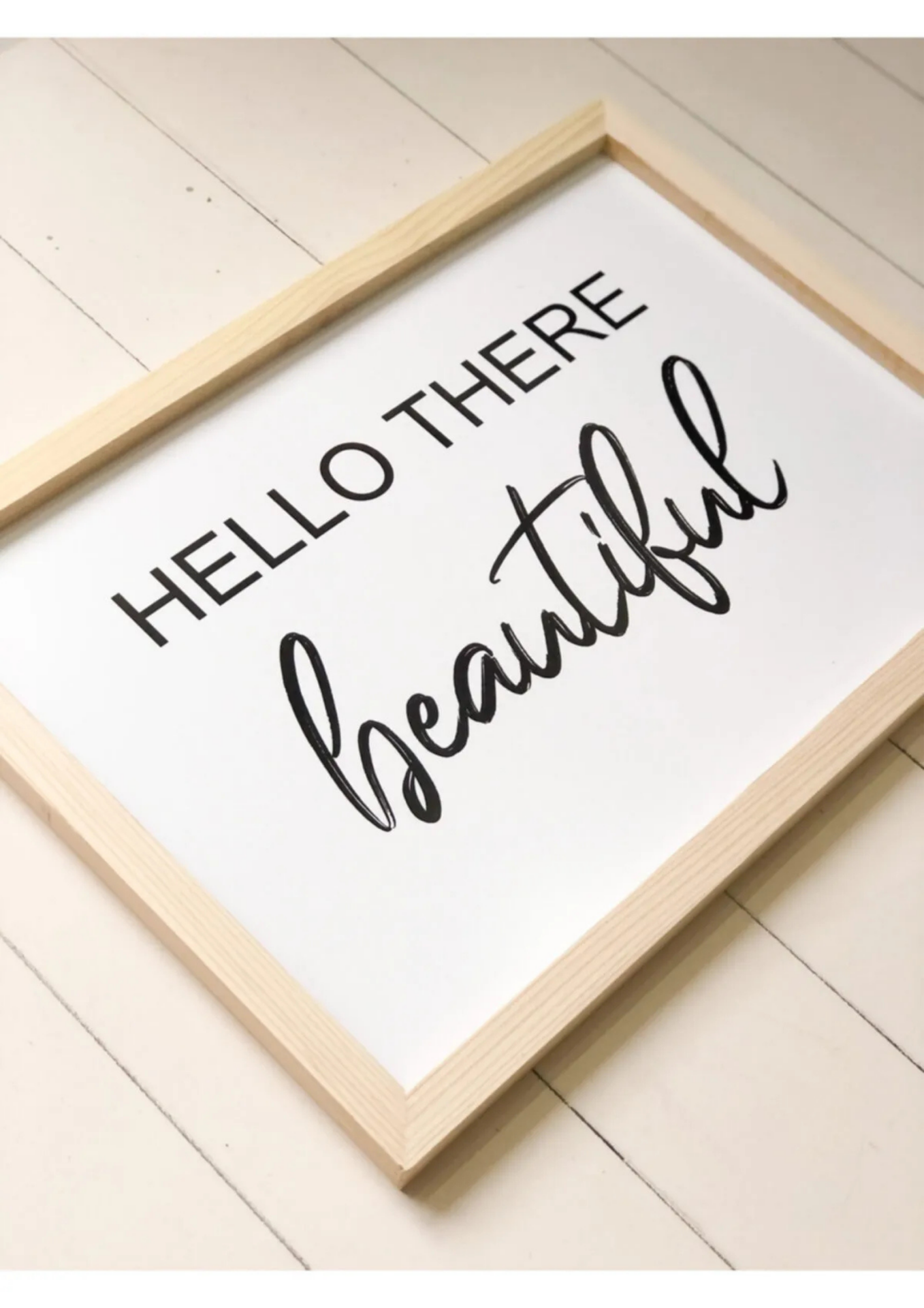Doğal Ahşap Kenarlı Hello There Beautiful Duvar Dekoru Salon Oturma Yatak Çocuk Odası için Tablo Set