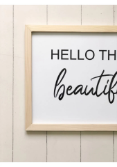 Doğal Ahşap Kenarlı Hello There Beautiful Duvar Dekoru Salon Oturma Yatak Çocuk Odası için Tablo Set