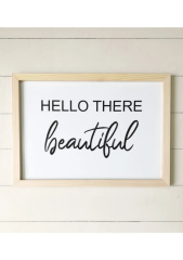 Doğal Ahşap Kenarlı Hello There Beautiful Duvar Dekoru Salon Oturma Yatak Çocuk Odası için Tablo Set