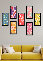 7 Parça 20 x 10 Modern Çiçekler Duvar Dekoru Salon Oturma Yatak Odası Mutfak için Tablo Seti