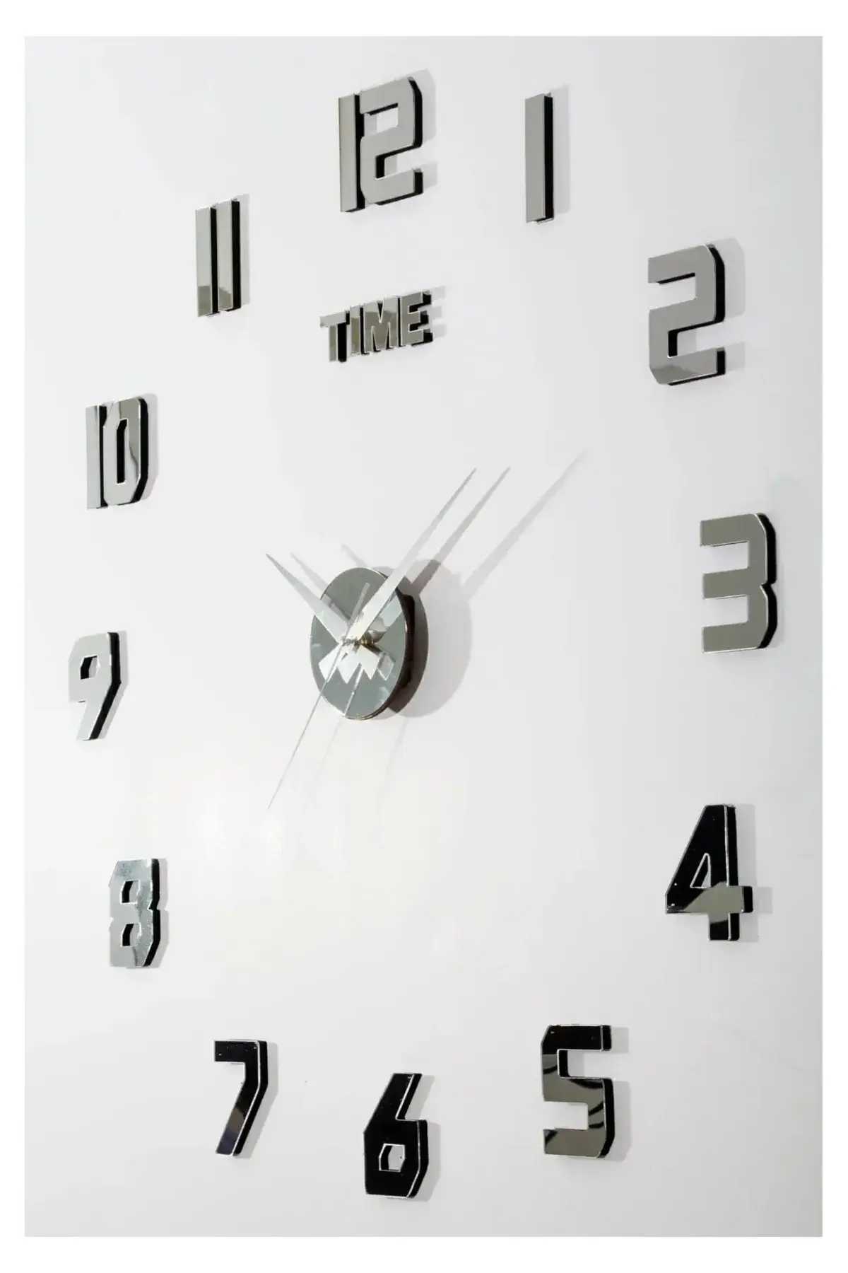 Gümüş Pleksi 3d Türkçe Duvar Saati - Salon Oturma Yatak Odası için Duvar Dekorasyonu