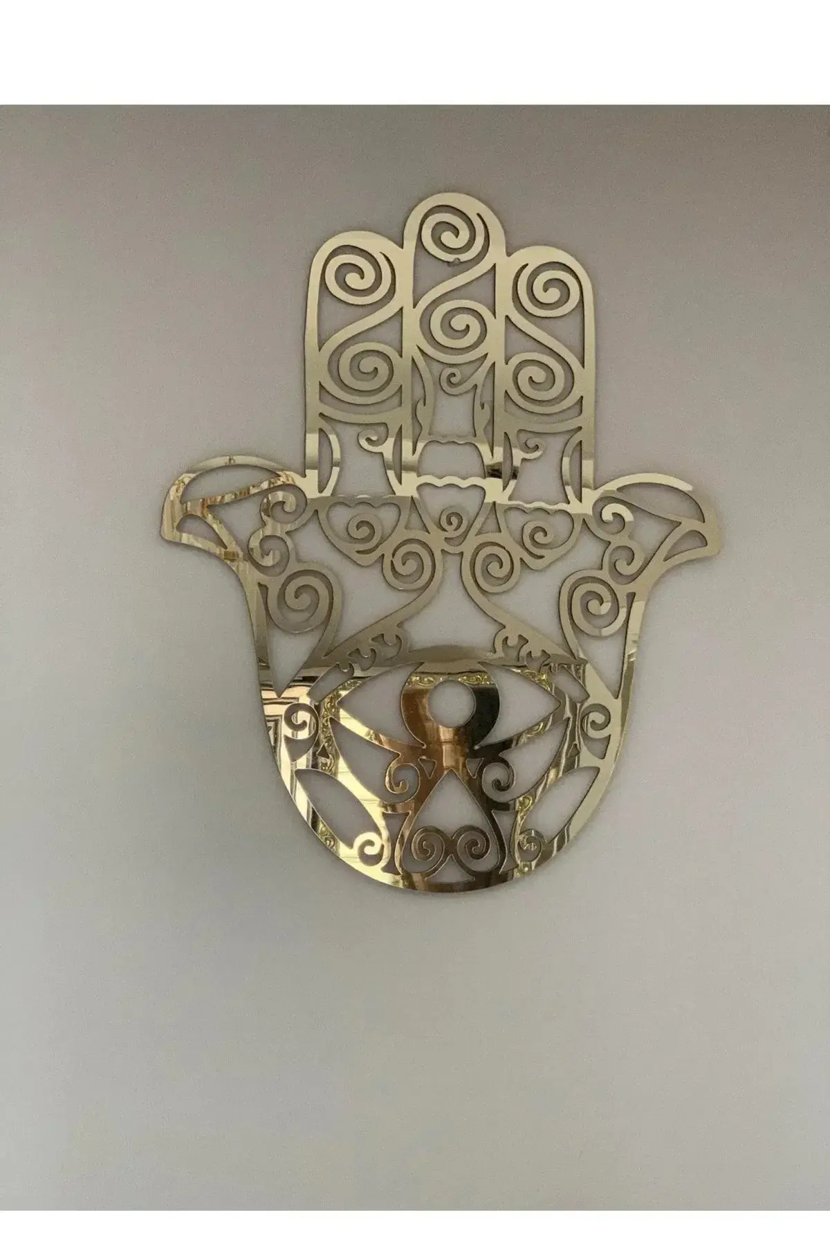 Gold Pleksi Fatma Ananın Eli Duvar Dekoru - Salon Oturma Yatak Odası Ofis Için 40x50 Cm Tablo