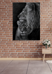 3 Parça Aslan Leopar Duvar Dekoru Salon Oturma Yatak Odası Ofis Antre için Tablo Seti