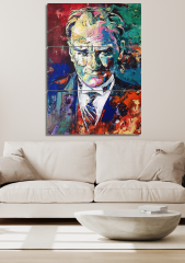 3 Parça Yağlı Boya Görünümlü Atatürk Duvar Dekoru Salon Oturma Yatak Odası Ofis Antre için Tablo